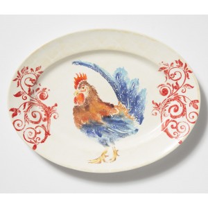 VIETRI Gather Rooster Medium Oval Decorative Plate VTER1460
